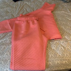 Pink crop top turtle neck 2piece set